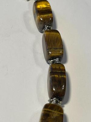 New Never Worn Large Tiger's Eye Link Necklace 17-19" Adjustable Very Nicely Made as Pictured. FREE DOMESTIC SHIPPING.