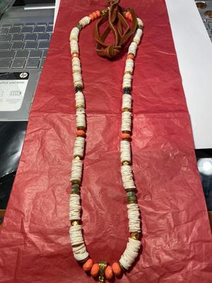 Vintage Old Preowned Puka Shell Necklace w/Dangling Quartz Pendant Preowned from an Estate Cleanout Necklace 30"-38"+ with...