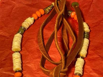 Vintage Old Preowned Puka Shell Necklace w/Dangling Quartz Pendant Preowned from an Estate Cleanout Necklace 30"-38"+ with...