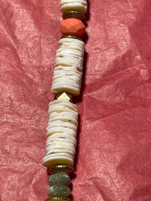 Vintage Old Preowned Puka Shell Necklace w/Dangling Quartz Pendant Preowned from an Estate Cleanout Necklace 30"-38"+ with...