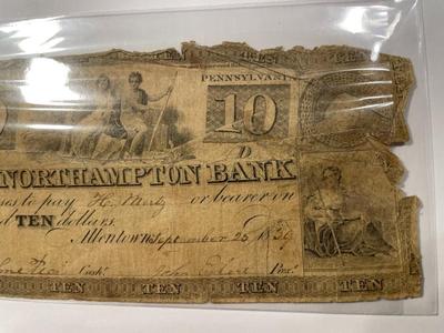 $10 1839 Allentown Pennsylvania Obsolete Currency Northampton Bank Note Bill Circulated Condition as Pictured. FREE DOMESTIC SHIPPING.
