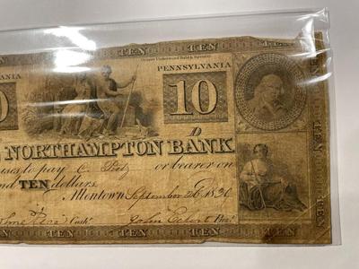 $10 1839 Allentown Pennsylvania Obsolete Currency Northampton Bank Note Bill Circulated Condition as Pictured. FREE DOMESTIC SHIPPING.