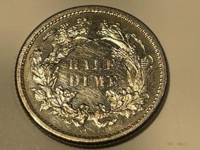 1860 AU/UNCIRCULATED CONDITION CLEANED/POLISHED LIBERTY SEATED HALF DIME AS PICTURED. FREE DOMESTIC SHIPPING.