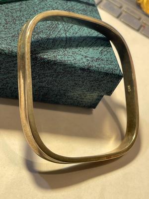 Vintage Solid Square Sterling Silver Heavy Bangle Bracelet in VG Preowned Condition.