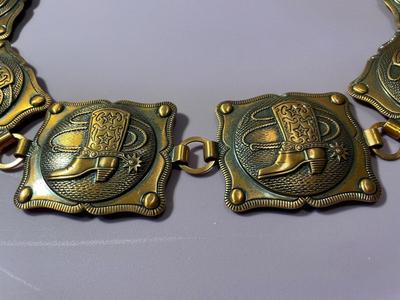 Large Vintage Southwest Copper Cowboy Boot Belt 31" Long w/12-2" Sections as Pictured.