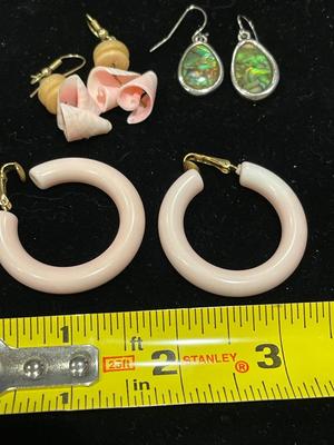 Elephant pin and shell looking earrings