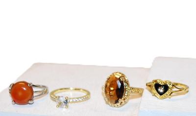 QUADRUPLE BONUS RINGS SET --4 Rings - Size 7-8 -- SEE DESCRIPTION