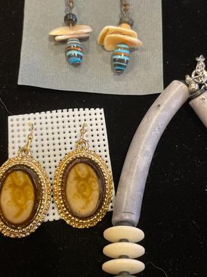 Bone/wood bead necklaces and earrings