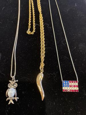 Funky different pendants with 1/20 10k gold chain