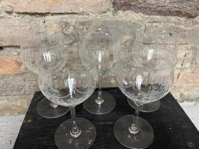 Two sets of etched goblets - Fostoria?