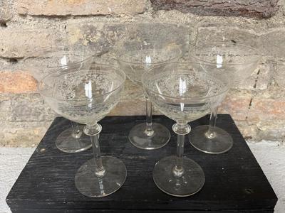Two sets of etched goblets - Fostoria?