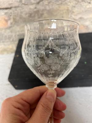 Two sets of etched goblets - Fostoria?