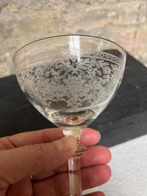 Two sets of etched goblets - Fostoria?