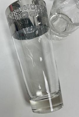 Atomic MCM Set of 6 Cannonsburg Temporama Glass Tumblers Silver Metallic Tall Vintage