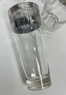 Atomic MCM Set of 6 Cannonsburg Temporama Glass Tumblers Silver Metallic Tall Vintage