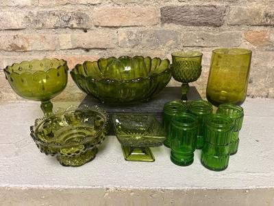 Vintage green glass