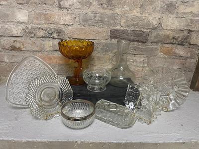Footed compote, pressed glass, tidbits
