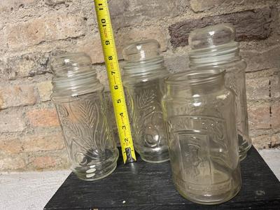 Sale Photo Thumbnail #143: Vintage Planter’s Peanuts containers, wildlife drinking glass and Pilsner glass, nut/candy dishes and swan & rooster egg cups