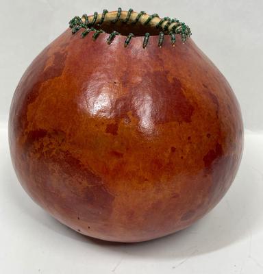 Hand Crafted Hummingbird Art Decorated Gourd by Bobbie