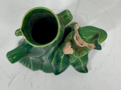 Vintage Treasure Craft Pixie Elf Vase Green Ceramic 5.5" high