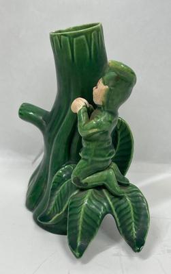 Vintage Treasure Craft Pixie Elf Vase Green Ceramic 5.5" high
