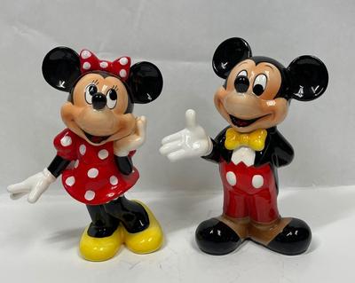 Vintage Disney large ceramic figurines Mickey & Minnie made in Japan Approx 9” high