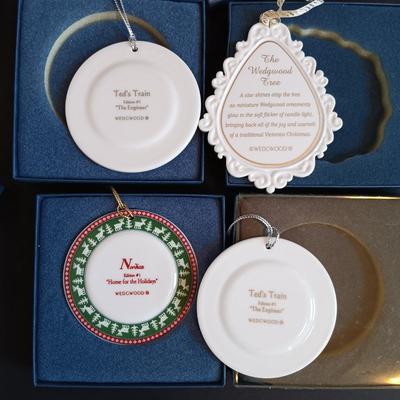 LOT 2: Waterford Holiday Heirlooms Ornament with Wedgwood Ornaments & Mini Coffee Pot