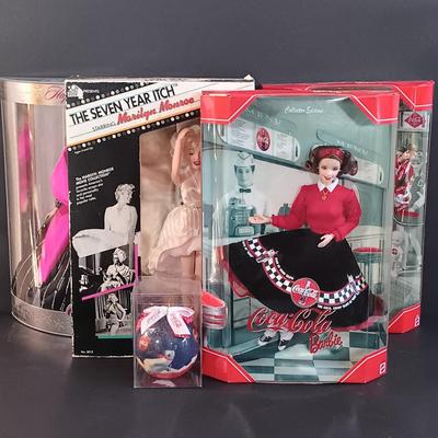 LOT 10: Coca Cola Majorette and Fountain Girl Barbies, Marilyn Monroe 'The Seven Year Itch' Doll & More