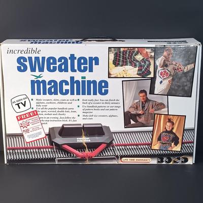 LOT 13: Bond Incredible Sweater Machine NIB w/ Crocheted Blanket