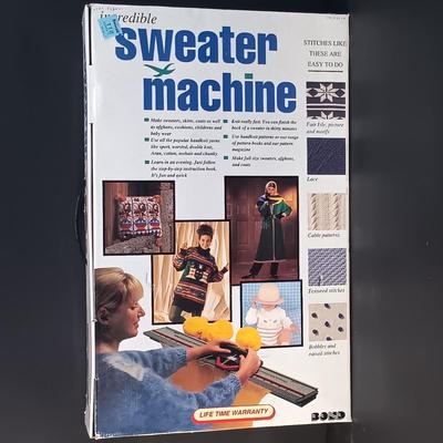 LOT 13: Bond Incredible Sweater Machine NIB w/ Crocheted Blanket