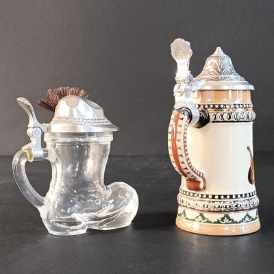 LOT 14: Wedgwood Devonshire Shaving Mug and Brush, Boot Stein Shot Glass, Mini Toby Jugs & More