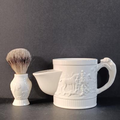 LOT 14: Wedgwood Devonshire Shaving Mug and Brush, Boot Stein Shot Glass, Mini Toby Jugs & More