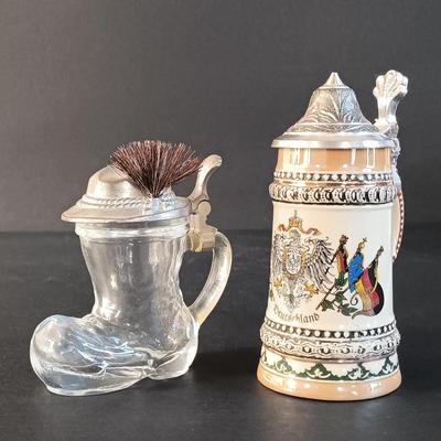 LOT 14: Wedgwood Devonshire Shaving Mug and Brush, Boot Stein Shot Glass, Mini Toby Jugs & More