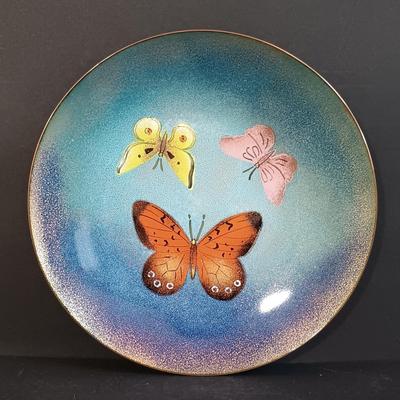 LOT 18: Vintage Framed Butterfly Taxidermy, Lily Alexander Signed Art Plate, Daher Tin & More