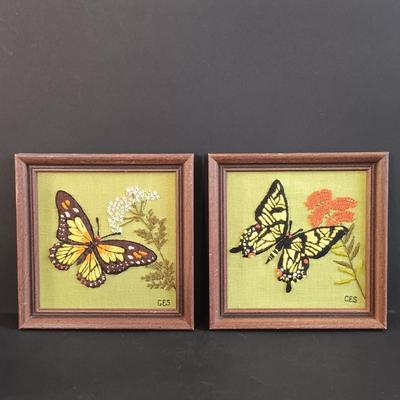 LOT 18: Vintage Framed Butterfly Taxidermy, Lily Alexander Signed Art Plate, Daher Tin & More