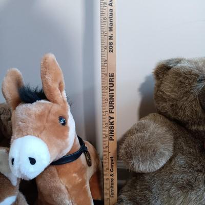 LOT 28: Vintage Spinoza Bear Tape Player, Dakin 1989 Plush Deer, Manhattan Toy Co. Fox & More