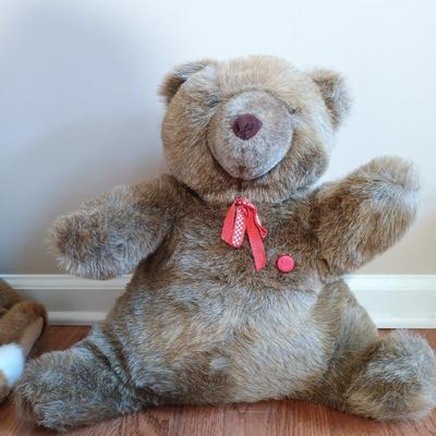 LOT 28: Vintage Spinoza Bear Tape Player, Dakin 1989 Plush Deer, Manhattan Toy Co. Fox & More