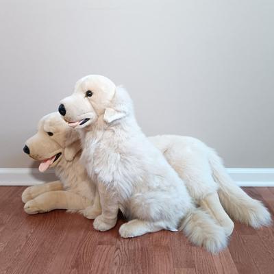 LOT 30: Pair of Golden Retriever Plush Dogs 20" and 30"