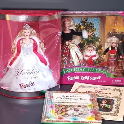 LOT 36: Barbie 1998 'Holiday Sisters' Set, 2001 Holiday Celebration Barbie & More