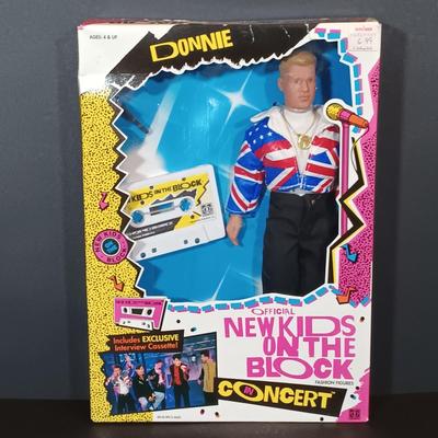 LOT 44: New Kids on the Block In Concert 1990 Donnie Doll NIB with All 4 Band Member Dolls on Stands