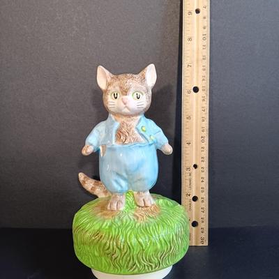 LOT 51: Beatrix Potter Collection Featuring Wedgwood Peter Rabbit Cup and Bowl, Barbie Peter Rabbit Doll, Schmid Tom Kitten Music Box...