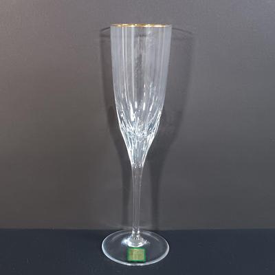 LOT 53: Set of (4) Waterford Marquis Gold Rimmed Champagne Flutes