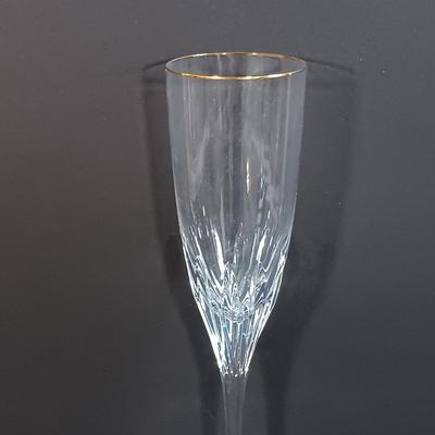 LOT 53: Set of (4) Waterford Marquis Gold Rimmed Champagne Flutes