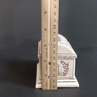 LOT 54: Set of (2) Glass Ships in a Glass Bottle and Faux Scrimshaw Trinket Box