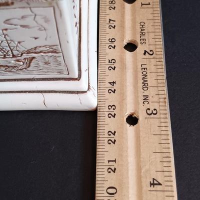 LOT 54: Set of (2) Glass Ships in a Glass Bottle and Faux Scrimshaw Trinket Box