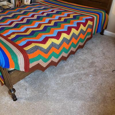 LOT 84: Hand Crocheted Bed Blanket/Afghan