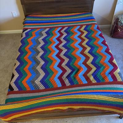 LOT 84: Hand Crocheted Bed Blanket/Afghan