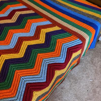 LOT 84: Hand Crocheted Bed Blanket/Afghan