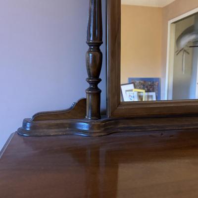 LOT 85: Vintage Bedroom Set: Bureau, Dresser w/Mirror, Head & Foot Board