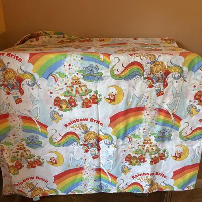 LOT 86: Vintage RAINBOW BRITE 10" Doll 1983 Hallmark Mattel & Rainbow Flat Sheet